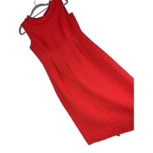 Kate Spade Coral Tweed Sleeveless Sheath Dress Size 4 Fringe Neckline RV10325